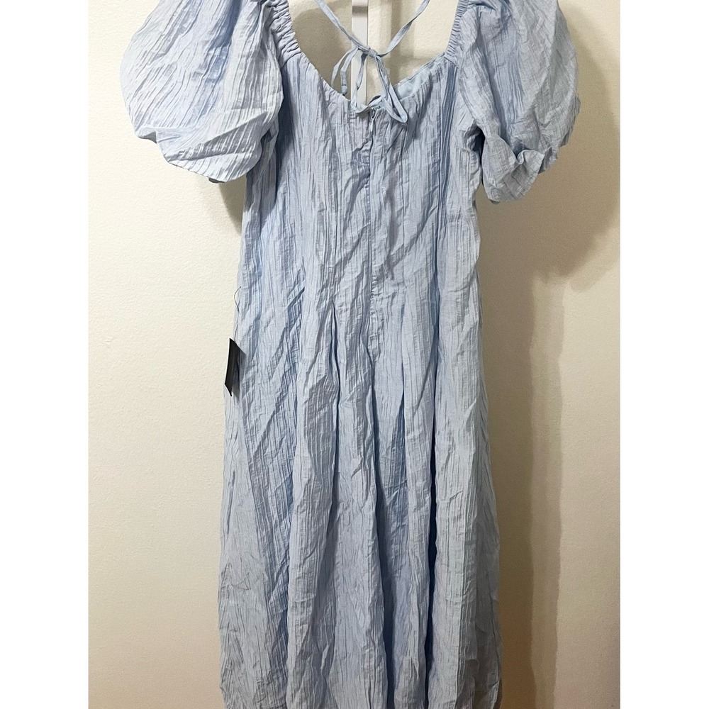 NWT Lulus Heavenly Energy Blue Textured Puff Sleeve Pleated Midi
Dress XL - Picture 12 of 13